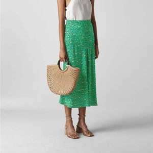 Whistles green floral skirt